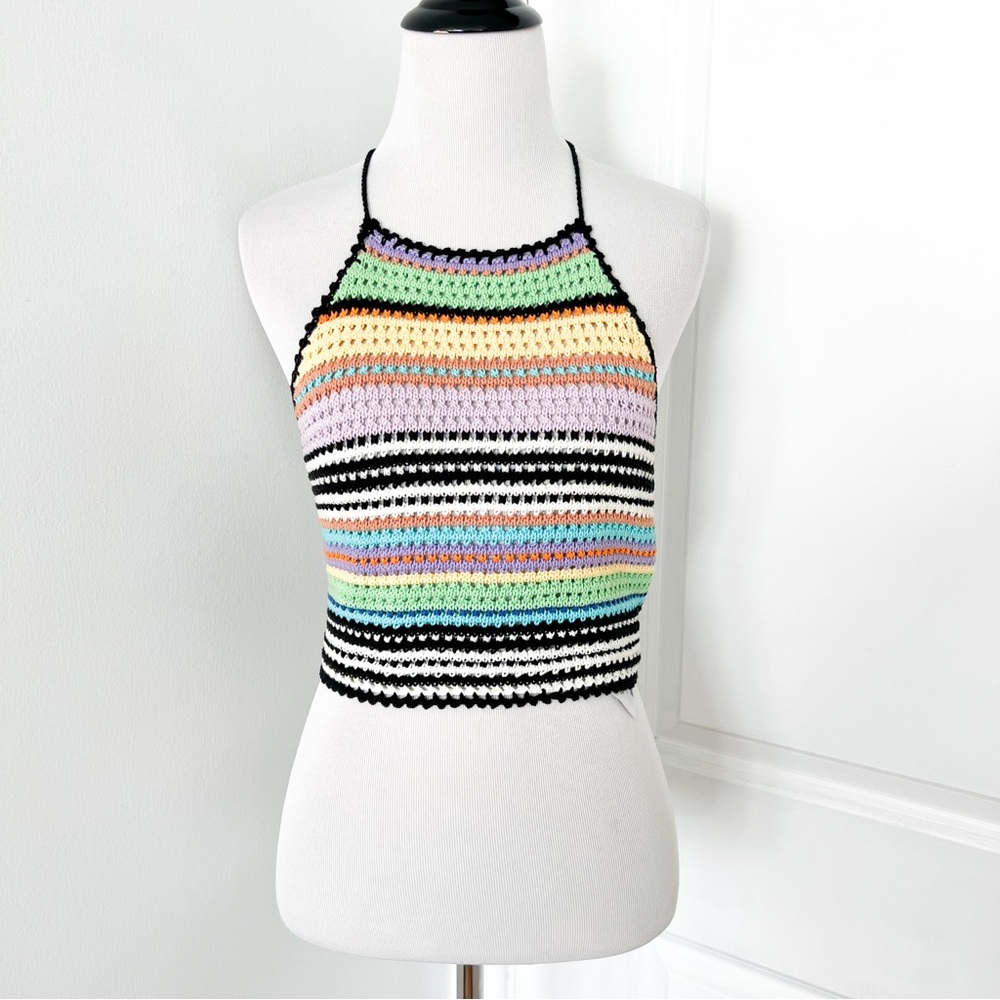 Roxy Multicolor Crochet Halter Top - XS